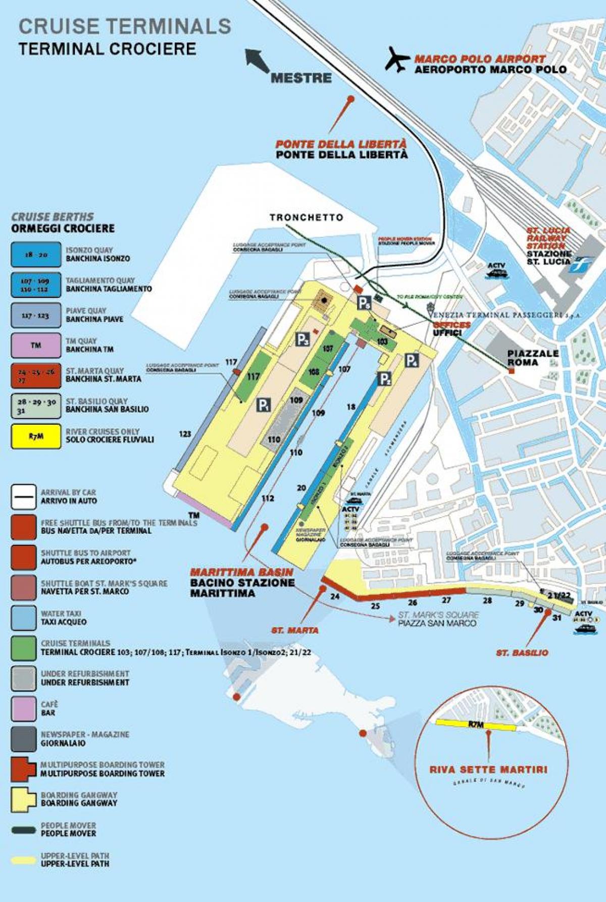 mapa de Veneza terminal de cruzeiros
