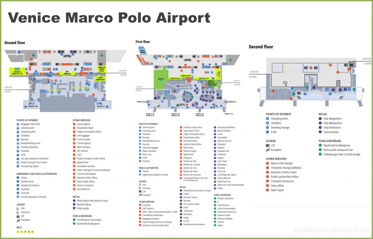 mapa do aeroporto de Veneza terminal