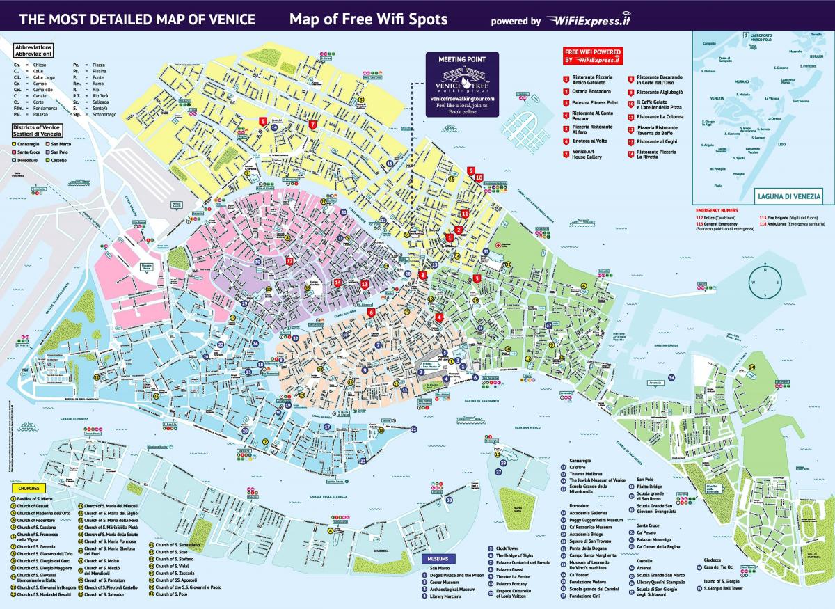 mapa de Veneza, itália atrações