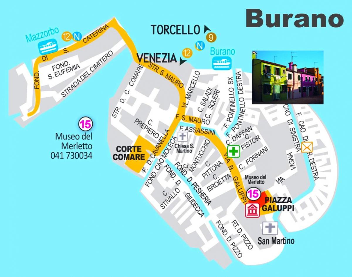 mapa de burano, em Veneza
