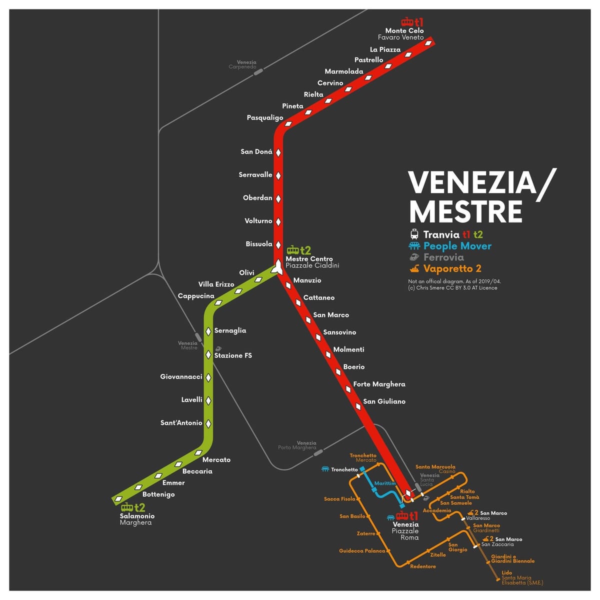 Venezia estação de trem mapa
