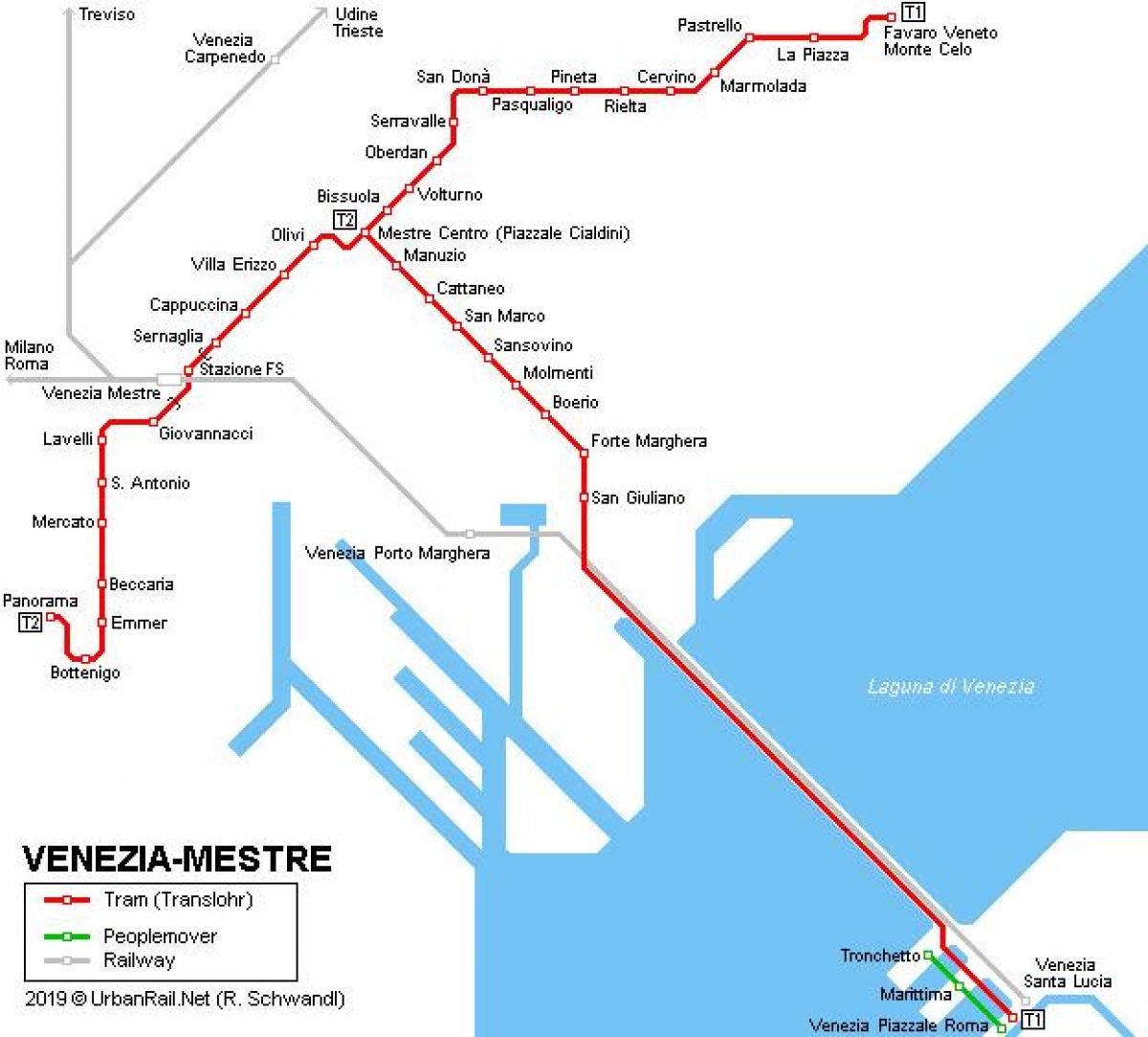 Da estação ferroviária de veneza mapa