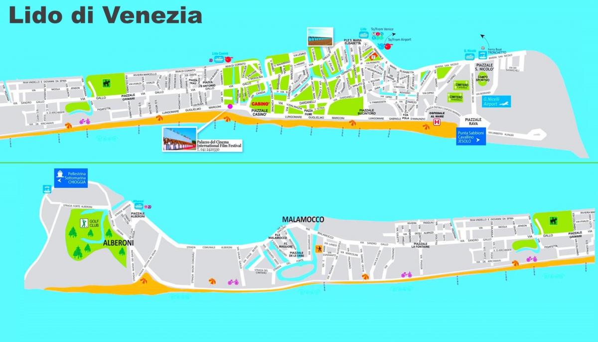 mapa do lido de Veneza, itália