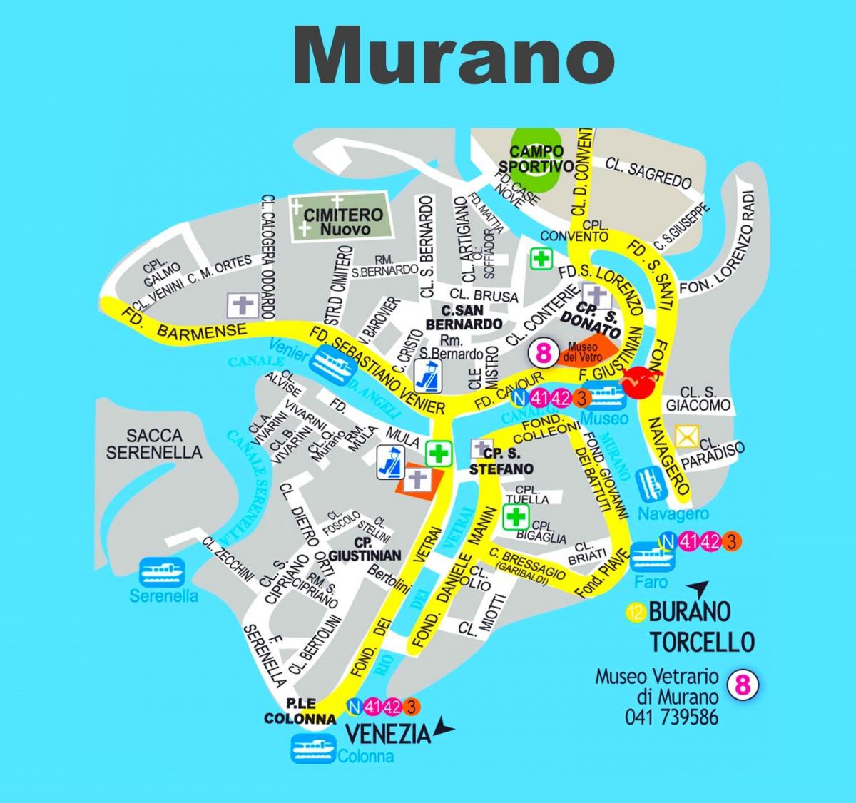 mapa de murano em Veneza