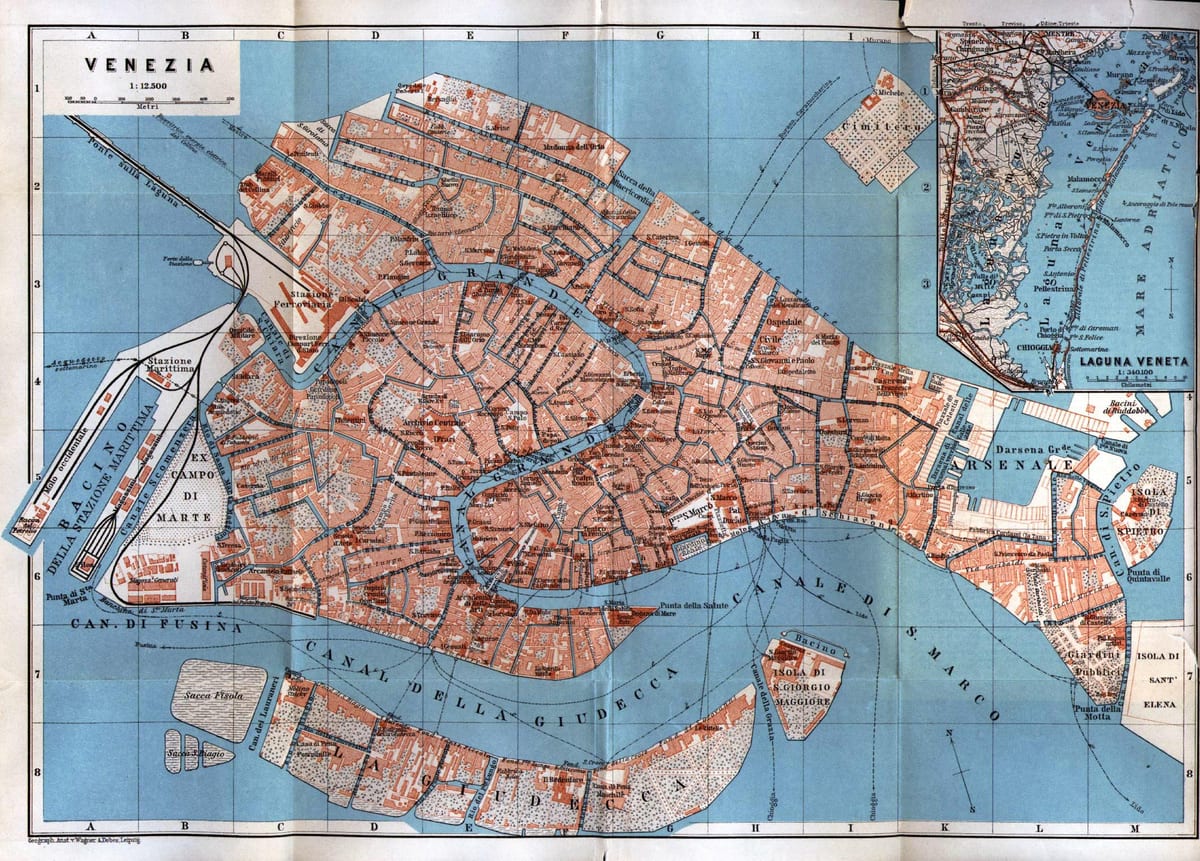 antigo mapa de Veneza