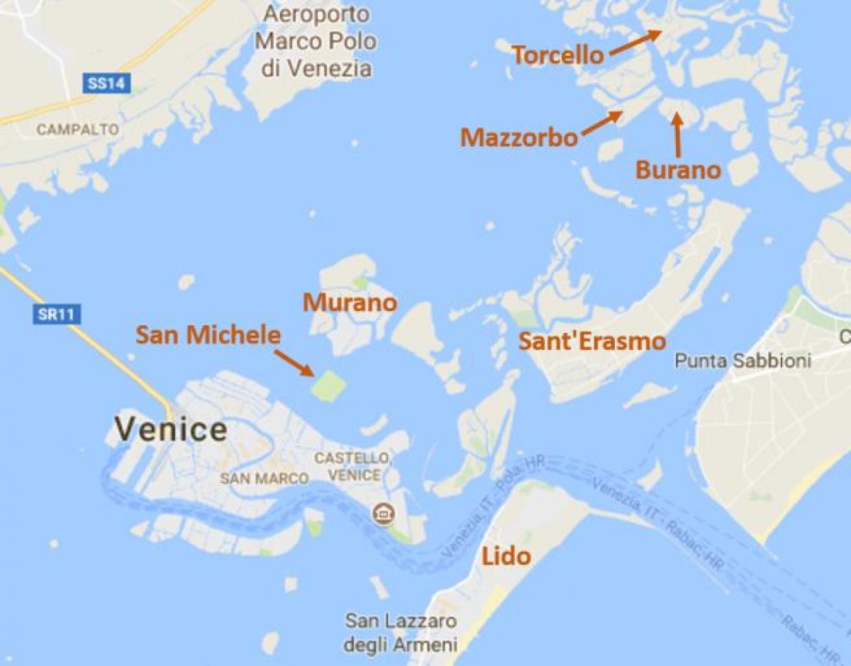 ilhas do mapa de Veneza