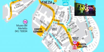 Mapa de burano, em Veneza