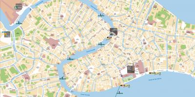 Mapa de Veneza gôndola rota