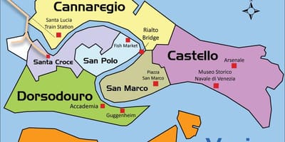 Mapa de Veneza, itália área